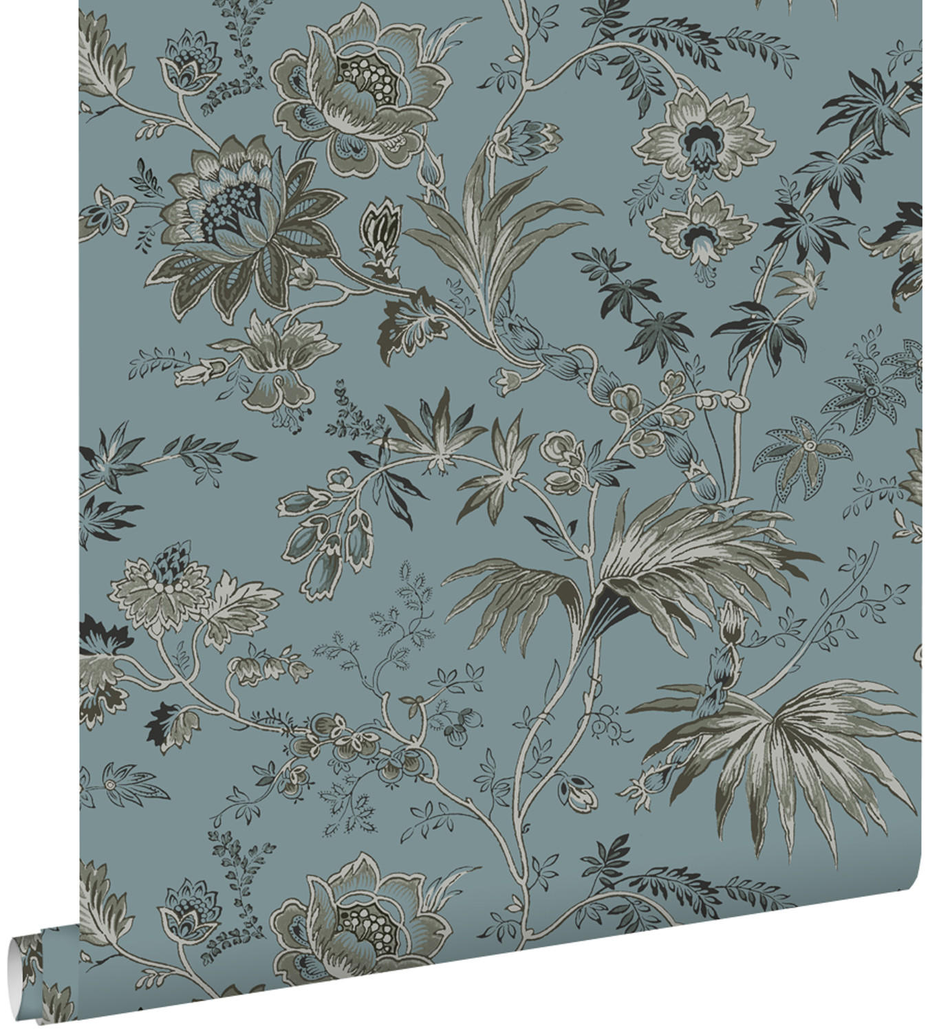 TAPETE Blumenmuster 50 x 900 cm - Blau, Papier (50/900cm) - ESTAhome