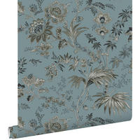TAPETE Blumenmuster 50 x 900 cm - Blau, Papier (50/900cm) - ESTAhome