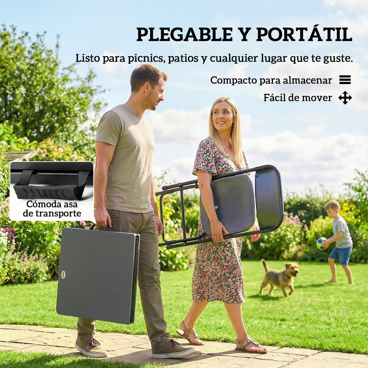 GARTENMÖBEL-SET,VERSTELLBARER Klapptisch+4 Klappstühle,grau - Grau, Metall - Vallsero