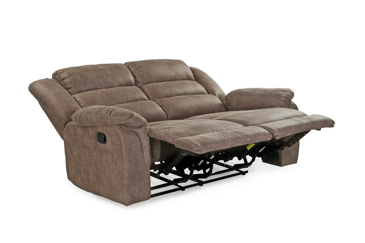 2-SITZER-RELAXSOFA Federkern, Liegefunktion verstellbar durch halbautomatische Relaxfunktion B153/T93/H103 cm, Mikrofaser Vintage Grau Braun / 15133 - Graubraun/Schwarz, Textil (153/103/93cm) - luma-home