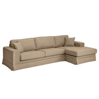 ECKSOFA mit Husse - Longchair, Webstoff - Hellbraun/Schwarz, Kunststoff/Textil (300/165cm) - home24