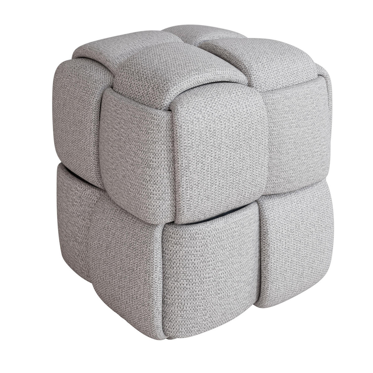 HOCKER Ella Grau Bouclé - Grau, Holz (45/45/45cm)
