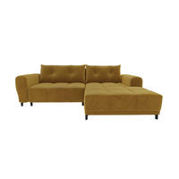 ECKSOFA Massimo Cordstoff Goldfarben inkl. Schlaffunktion Rechts - Goldfarben/Schwarz, Textil/Metall (246/177cm) - 99rooms