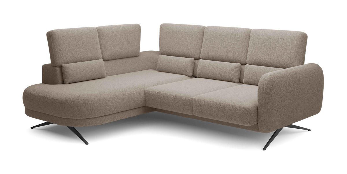 ECKSOFA ILUSIO L 250x205cm, Schlaffunktion, Grau, Links - Grau, Holz/Textil (205/248cm) - DomoHome