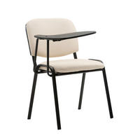 BESUCHERSTUHL Keen mit Klapptisch, Kunstleder mit Gestell Schwarz / Bezug Creme - Schwarz/Naturfarben, Textil/Metall (53/81/53cm) - TPFLiving