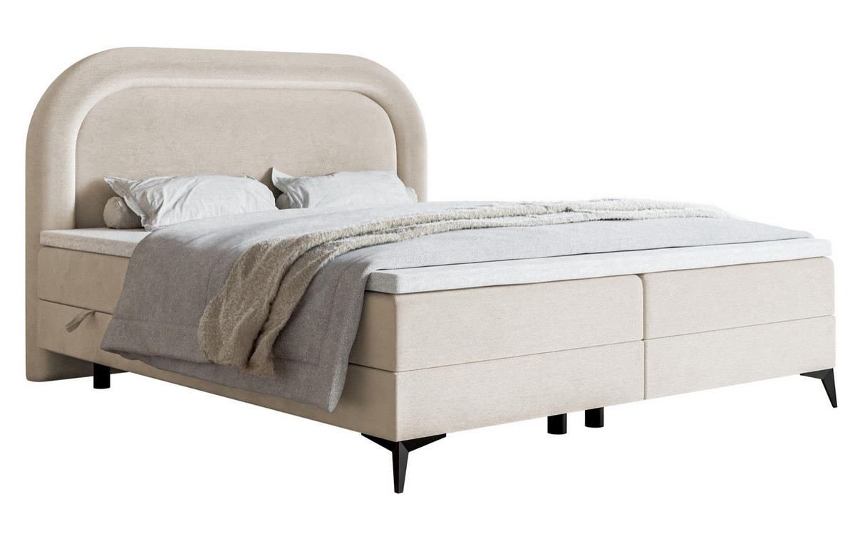 BOXBETT Loreo Greige Samt wasserfest 180x200 cm - Taupe/Schwarz, Holz/Textil (180/200cm) - Selsey