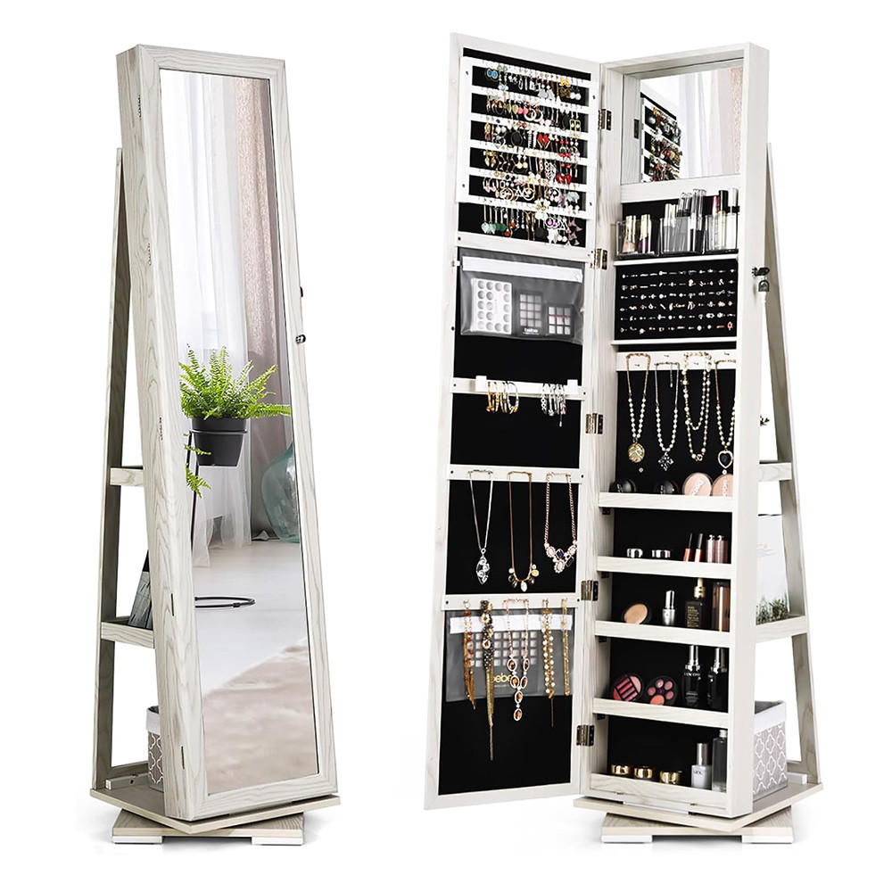 Costway Schmuckschrank Weiß 39x161x39 cm