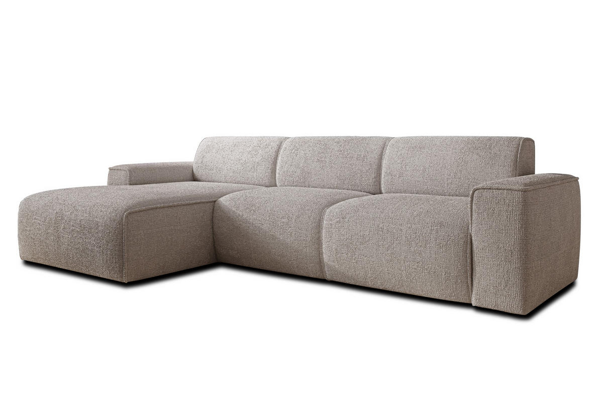 ECKSOFA L Form Didim mini Creme 310/165/78 cm – stilvolle kleine Eckcouch L - Creme/Schwarz, Kunststoff/Textil (165/310cm) - AX Living