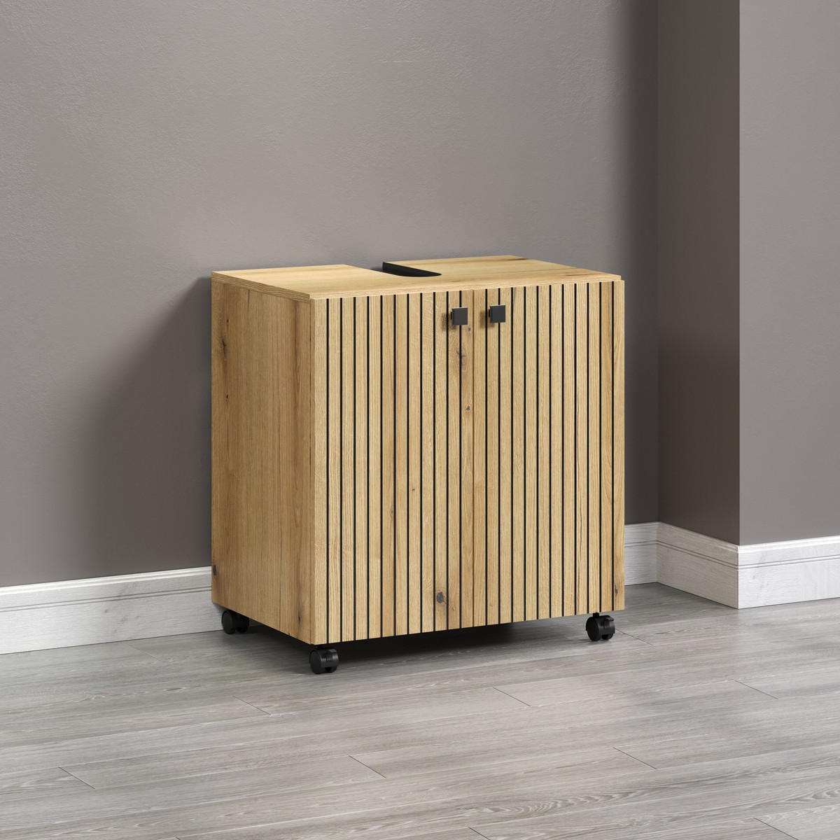 WASCHBECKENUNTERSCHRANK PureBliss Eiche Dekor - Eichefarben, Holzwerkstoff (60/64/42cm) - Trendteam