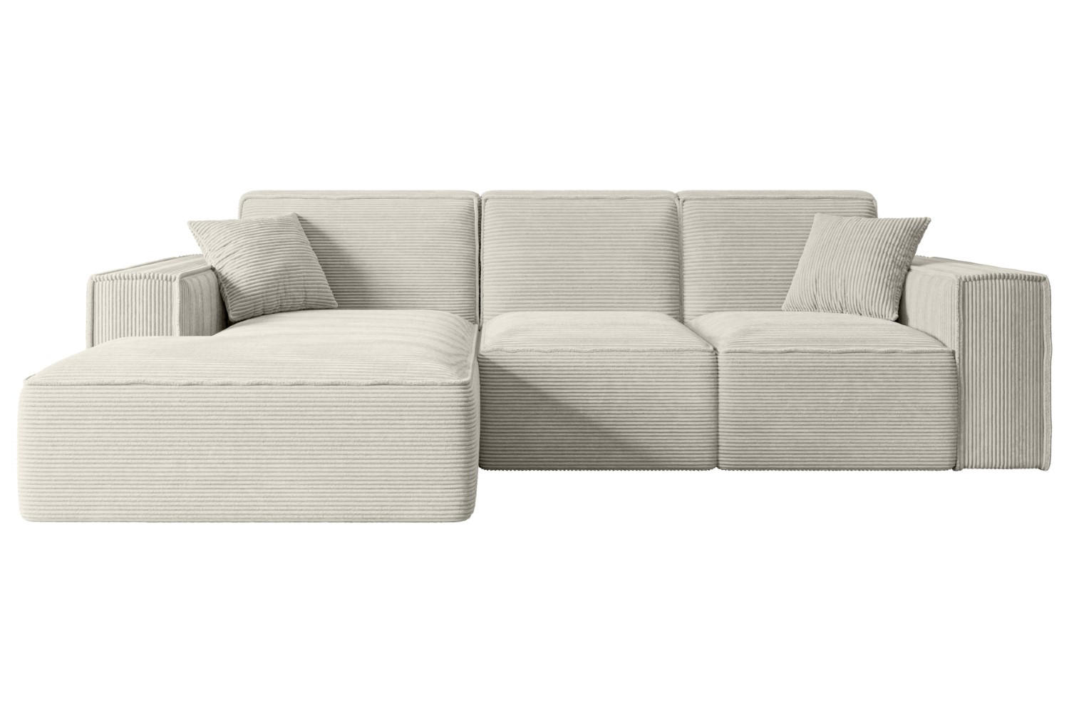 ALTDECOR ROHOVÁ SEDACÍ SOUPRAVA s otomanem vlevo SERRA-L – 266 × 169 × 80 cm krémový manšestr