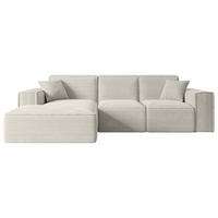 ECKSOFA Ottomane Links SERRA-L - 266x165x73 cm Hellgrau Cord - Hellgrau/Schwarz, Holzwerkstoff/Kunststoff (165/266cm) - ALTDECOR