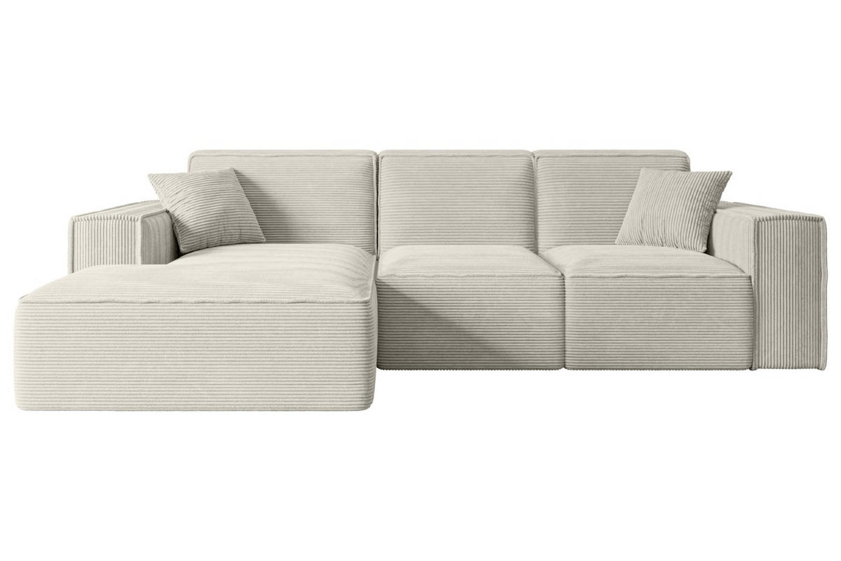 ECKSOFA Ottomane Links SERRA-L - 266x165x73 cm Hellgrau Cord - Hellgrau/Schwarz, Holzwerkstoff/Kunststoff (165/266cm) - ALTDECOR