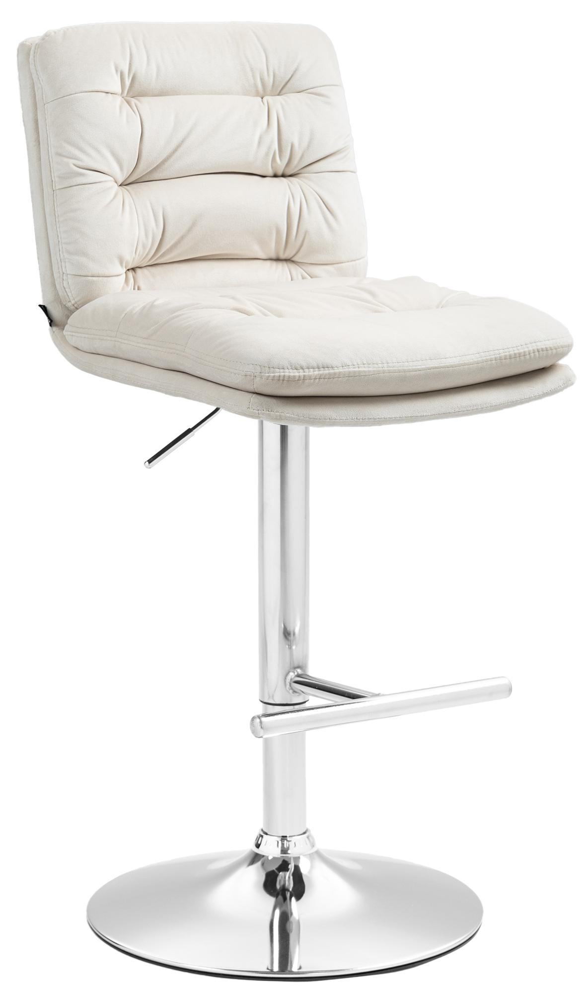 BARHOCKER Samt creme - Chromfarben/Creme, Textil/Metall (42/94/56cm) - CLP