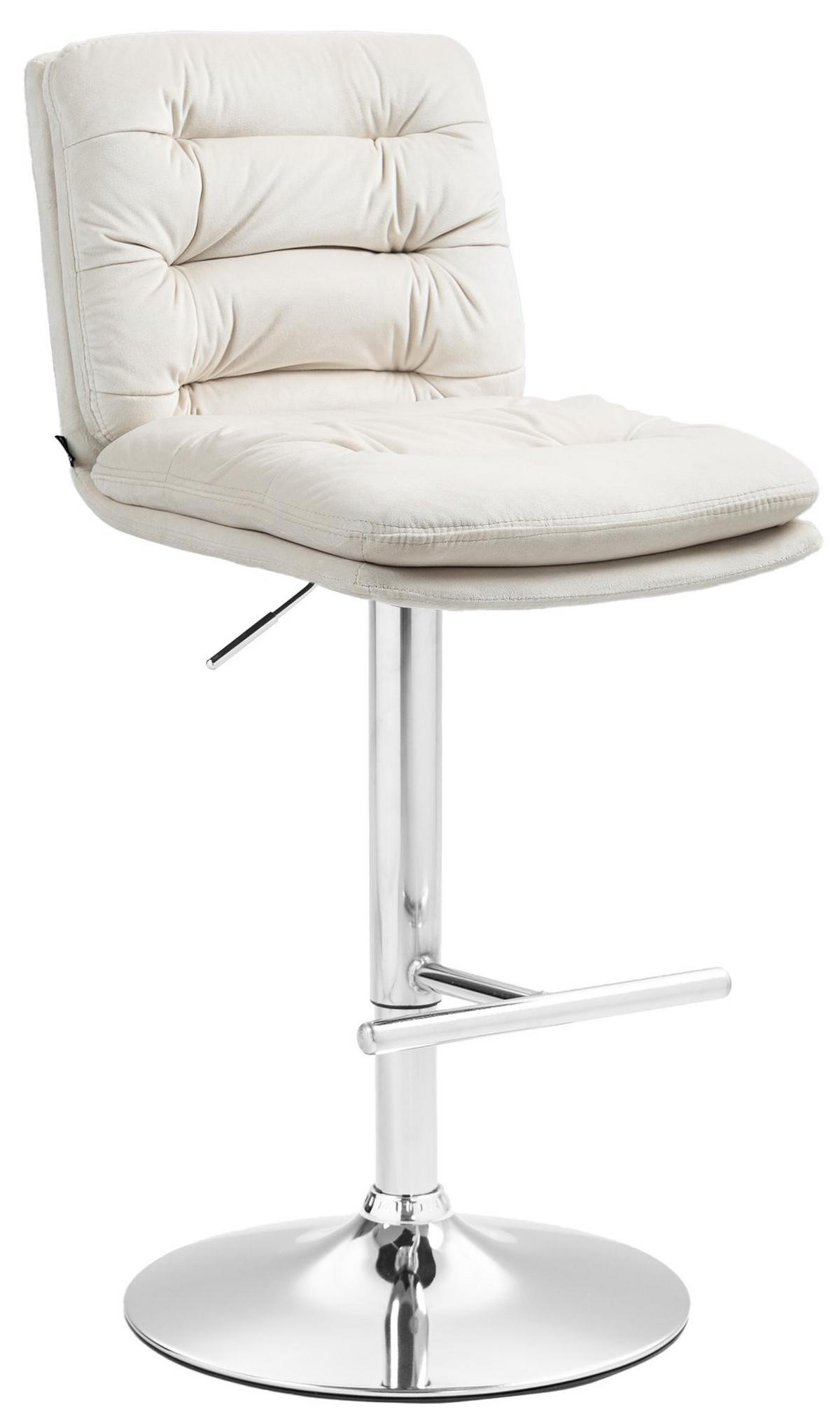 BARHOCKER Samt creme - Chromfarben/Creme, Textil/Metall (42/94/56cm) - CLP