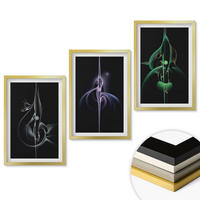 WANDBILDER 3er Set - 40x60 cm Goldrahmen - Abstrakte schwarze Farbmuster - Goldfarben, Kunststoff (40/60cm) - ArtPrintCave