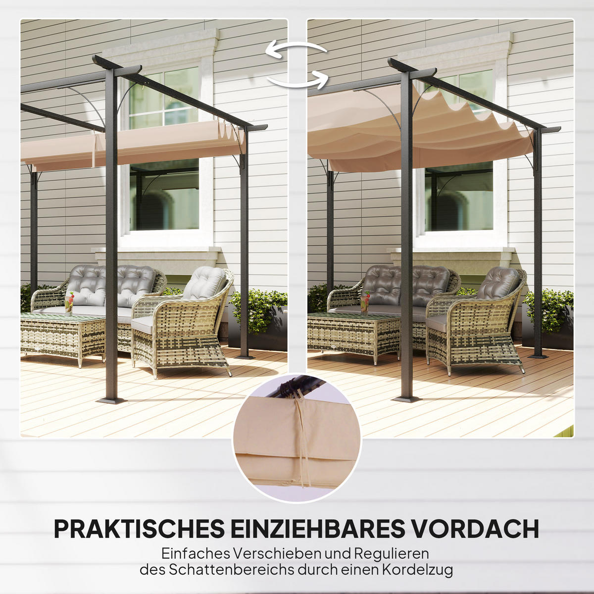 PERGOLA Wasserdicht UV-Schutz Beige - Beige, Kunststoff/Metall (300/230/300cm) - Outsunny