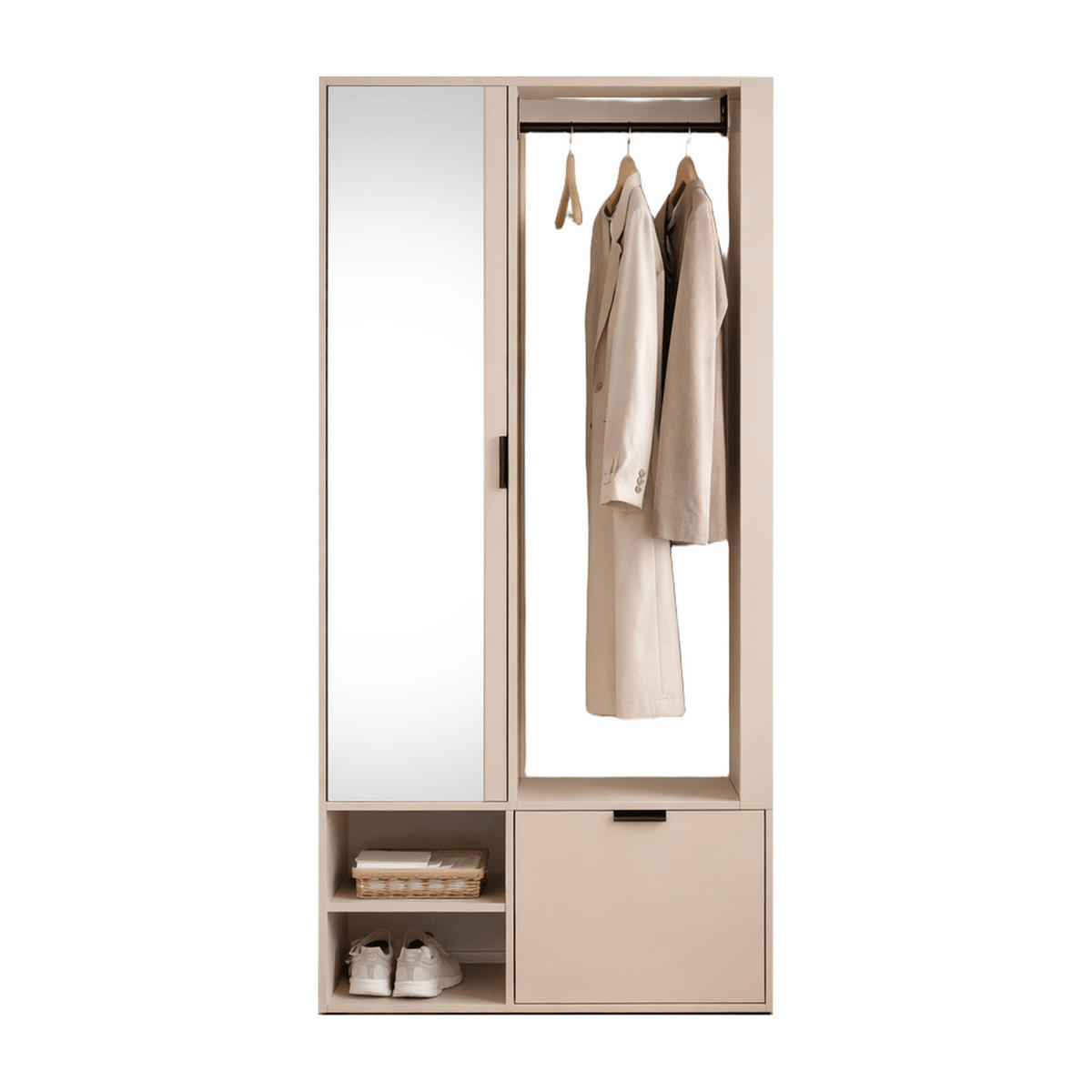 GARDEROBE Milo Uni 100 x 189,4 x 33 cm Kaschmir - Kaschmir, Holzwerkstoff/Metall (100/189.4/33cm) - Koseto