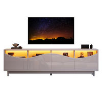 LOWBOARD 175/38/51 cm aus MDF mit LED-Beleuchtung und Glasfront Weiß - Weiß, Holzwerkstoff (175/51/38cm) - Modenvie