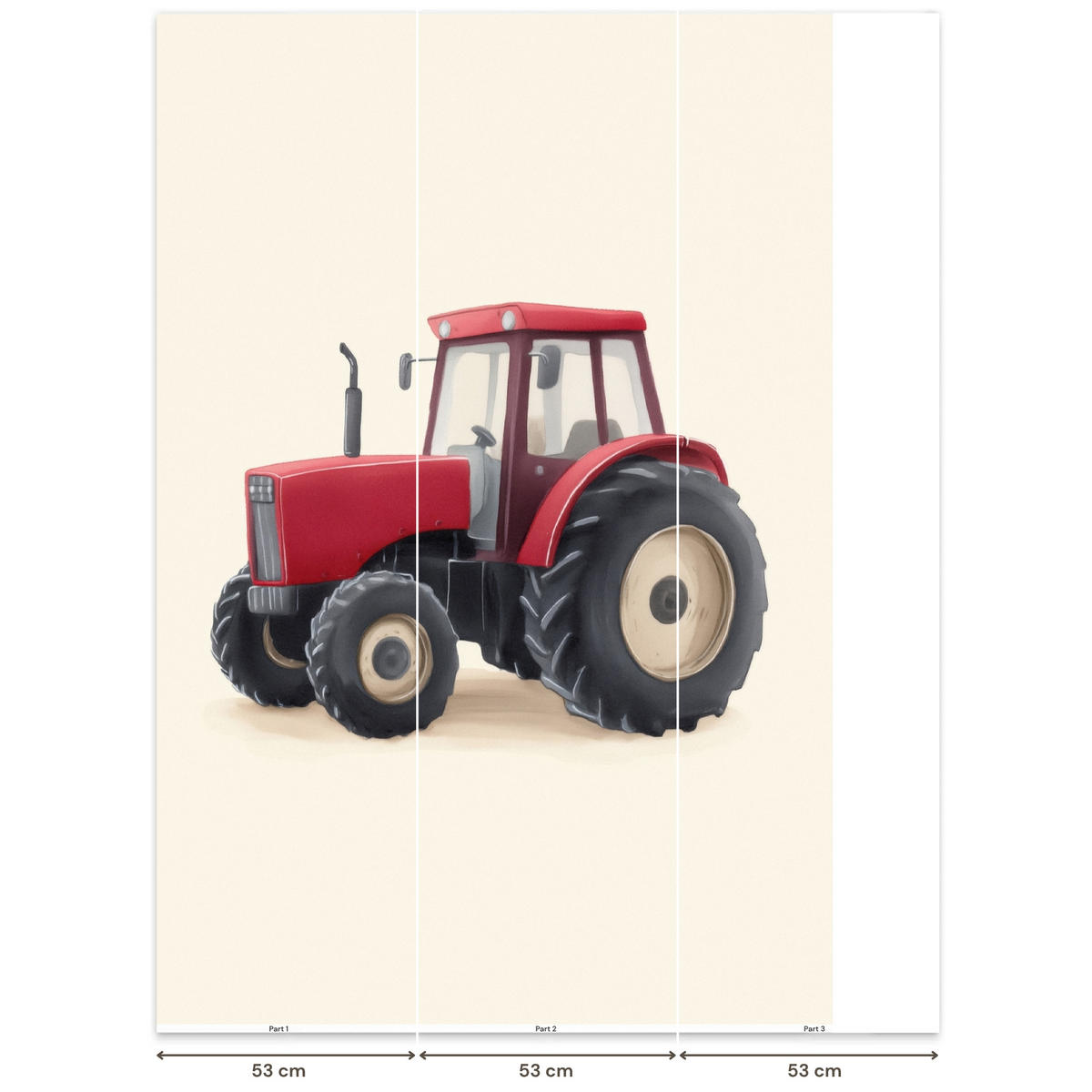 KINDERTAPETE - Traktor - Minimalistisch - Illustration - Rot - 140x200 cm - Rot, Papier (140/200cm) - OnlyWow