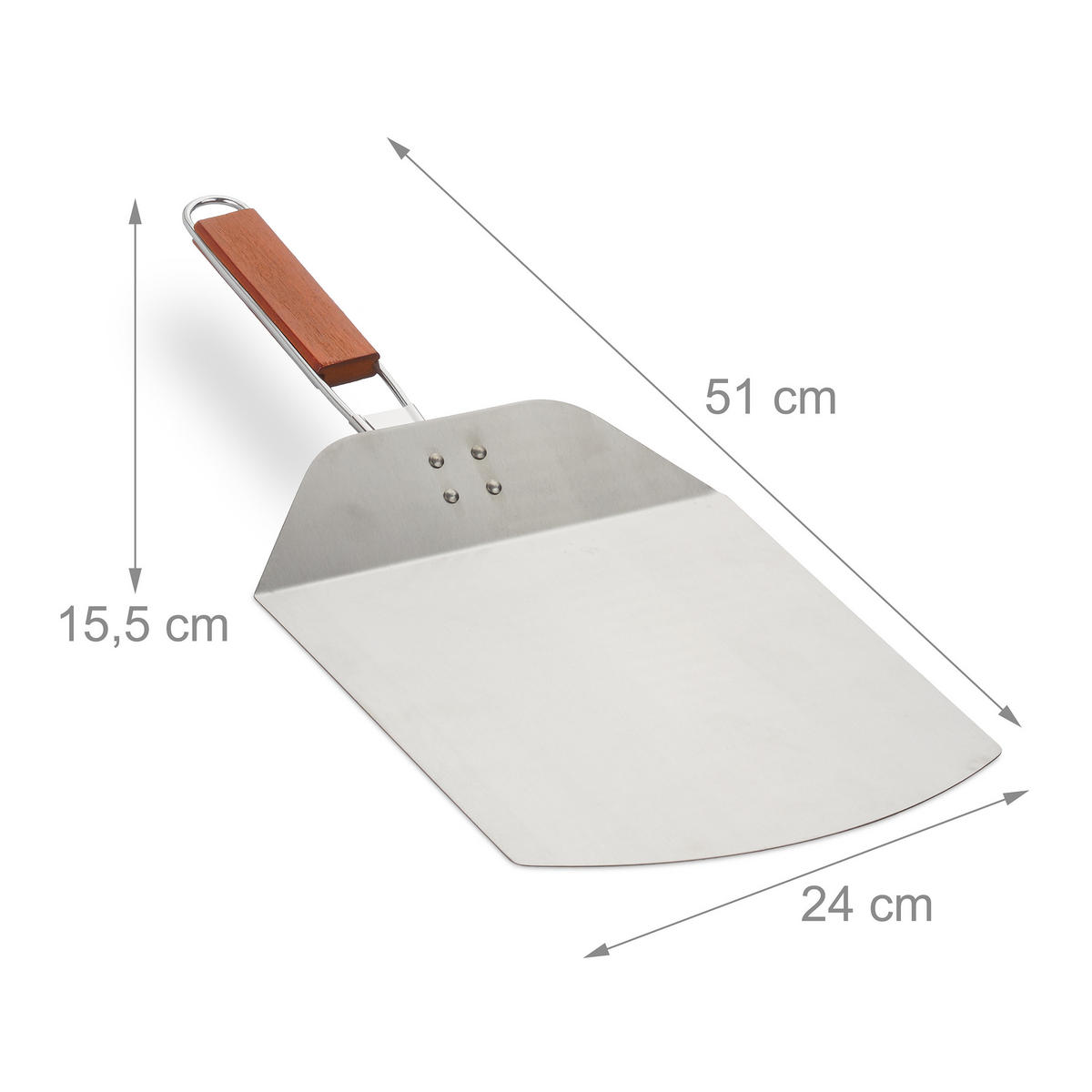PIZZASCHIEBER - Silberfarben, Holz/Metall (24/15.5/51cm) - Relaxdays