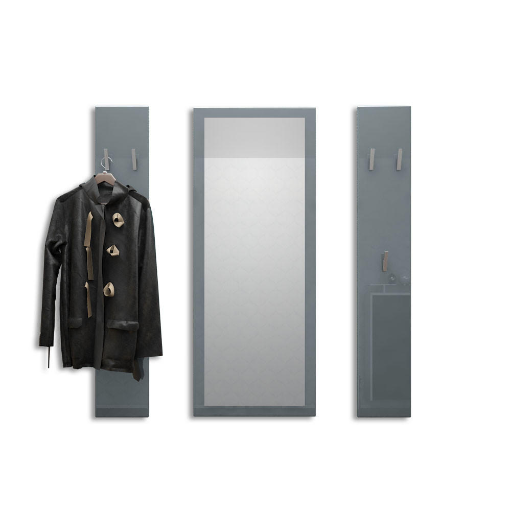 GARDEROBE Spot Grau Hochglanz - Grau, Holzwerkstoff (120/140/2cm) - Vladon