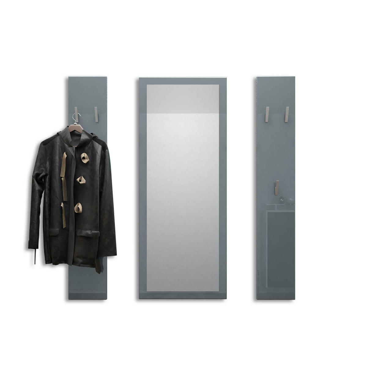 GARDEROBE Spot Grau Hochglanz - Grau, Holzwerkstoff (120/140/2cm) - Vladon