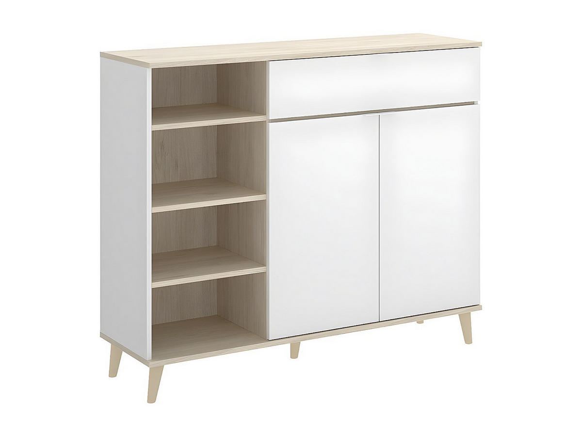 BUFFETSCHRANK - 119.3 cm x 40 cm - holz - naturfarben hell, weiß Wajdi - Weiß, Holz (119/102/40cm) - Vente-Unique