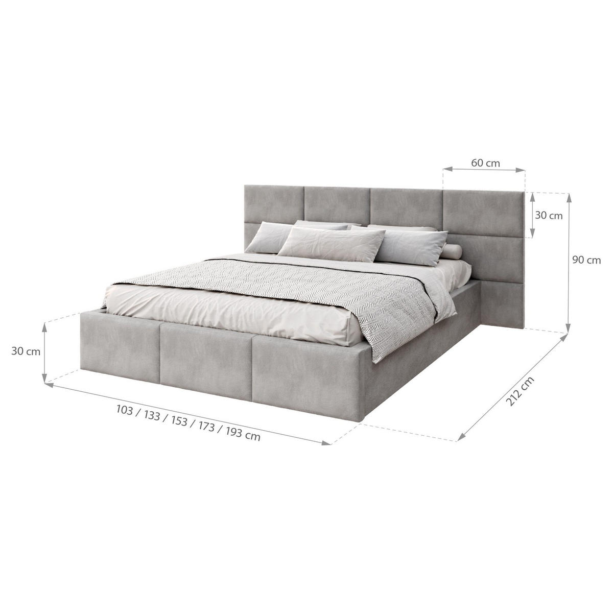 POLSTERBETT DORIS weiß - Birkefarben/Weiß, Holzwerkstoff/Metall (180/200cm) - FDM