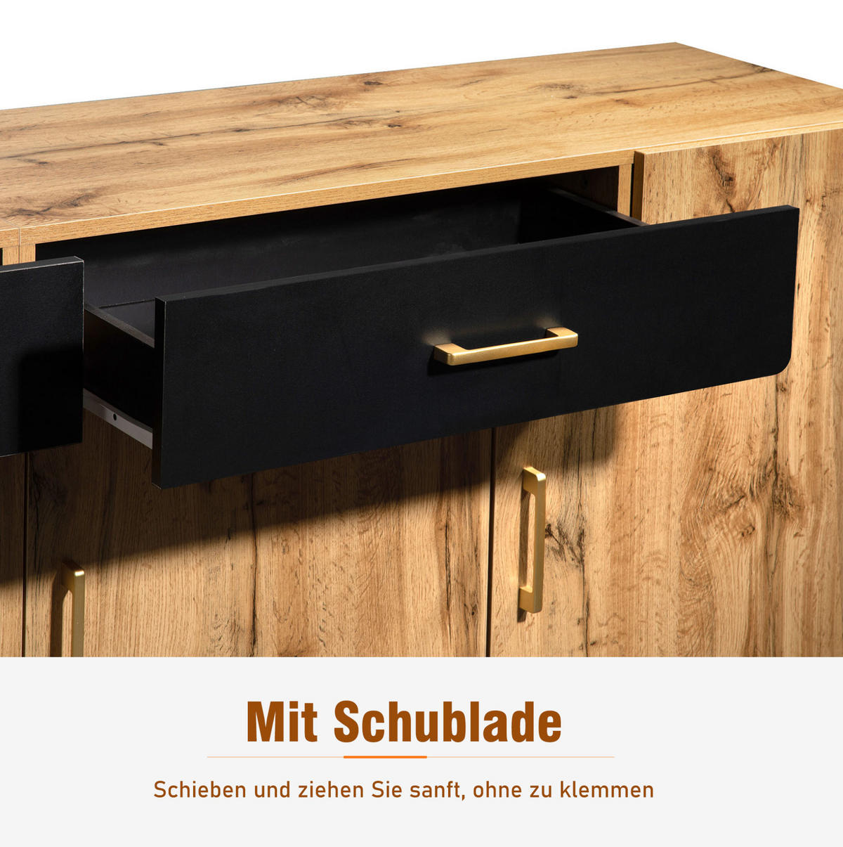 SIDEBOARD 208/39,5/80 cm mit 4 Türen & 2 Schubladen in Weiß/Braun - Braun, Holzwerkstoff (208/80/39.5cm) - BEAOK