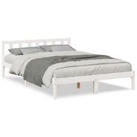 MASSIVHOLZBETT Extra Lang Ohne Matratze Weiss 140/220 Kieferholz - Weiß, Holz (140/220cm) - vidaXL