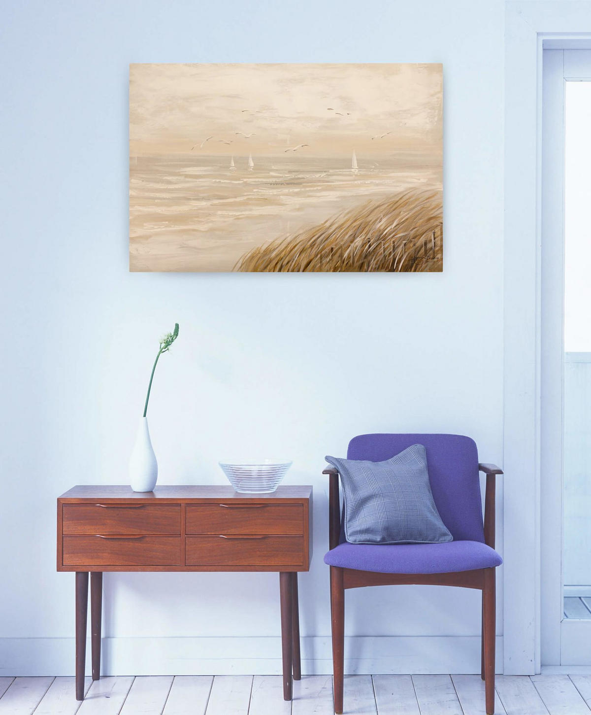 ÖLGEMÄLDE 90/60 cm - Beige, Holz/Textil (1.38/60cm) - KUNSTLOFT