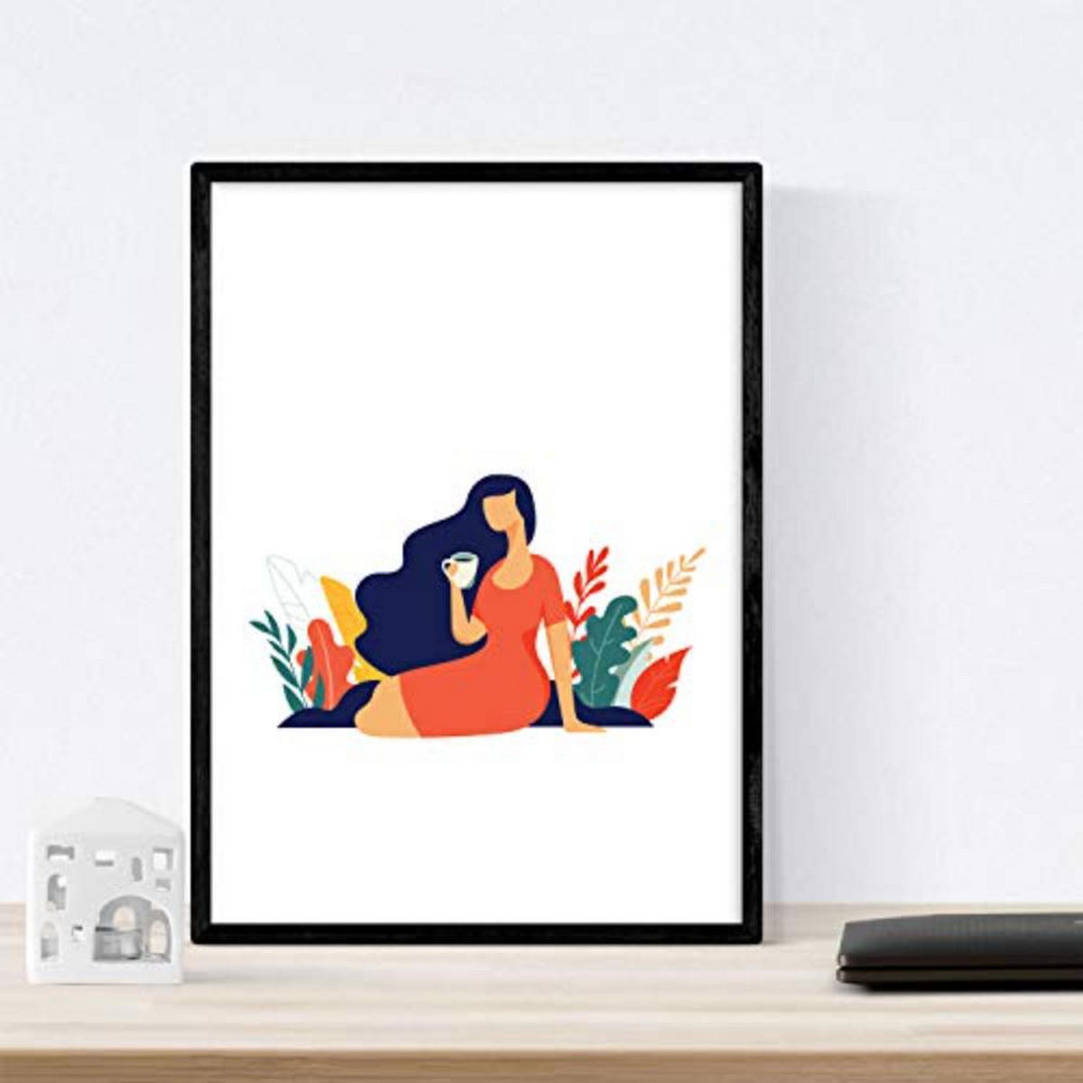 POSTER Set mit 4 Frau mit Kaffee A3 Rahmenlos - Klar, Papier (29.7/3cm) - Nacnic