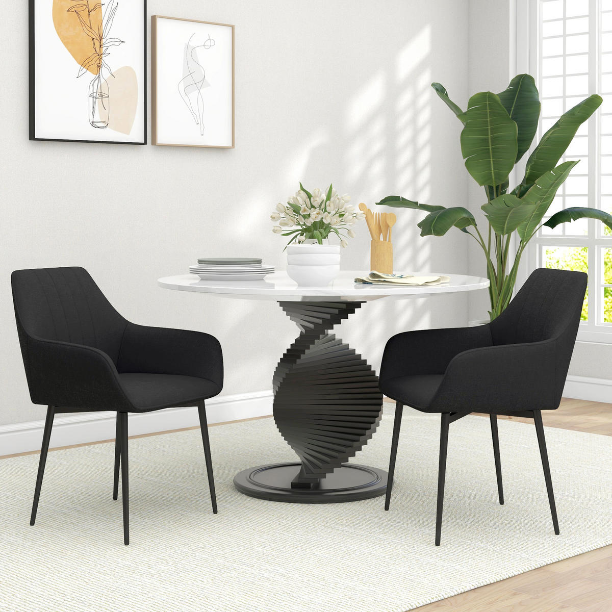 STÜHLE Schwarz 2 Stück - Schwarz, Naturmaterialien (56.5/81/59.5cm) - GiPP