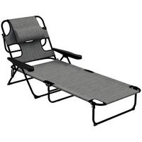 SONNENLIEGE Klappbare Gartenliege mit 4-fach verstellbarer 145 x 72 x 89 cm ,Grau - Grau, Metall (72/89/145cm) - Vallsero