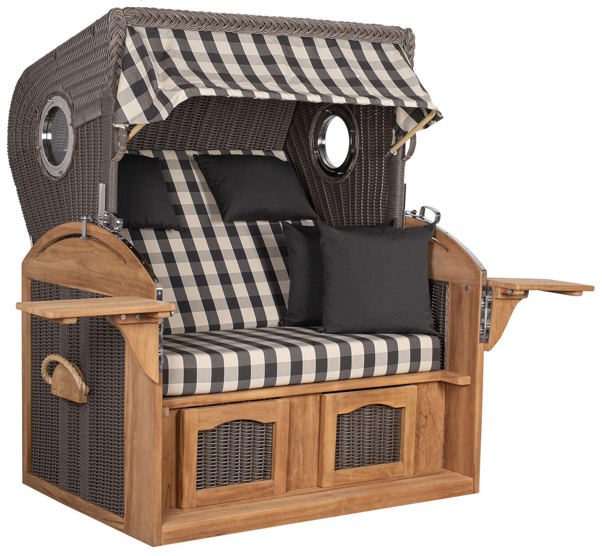 STRANDKORB XL Schillig Bullauge - Braun/Grau, Metall (142/170/95cm) - Mr. Deko