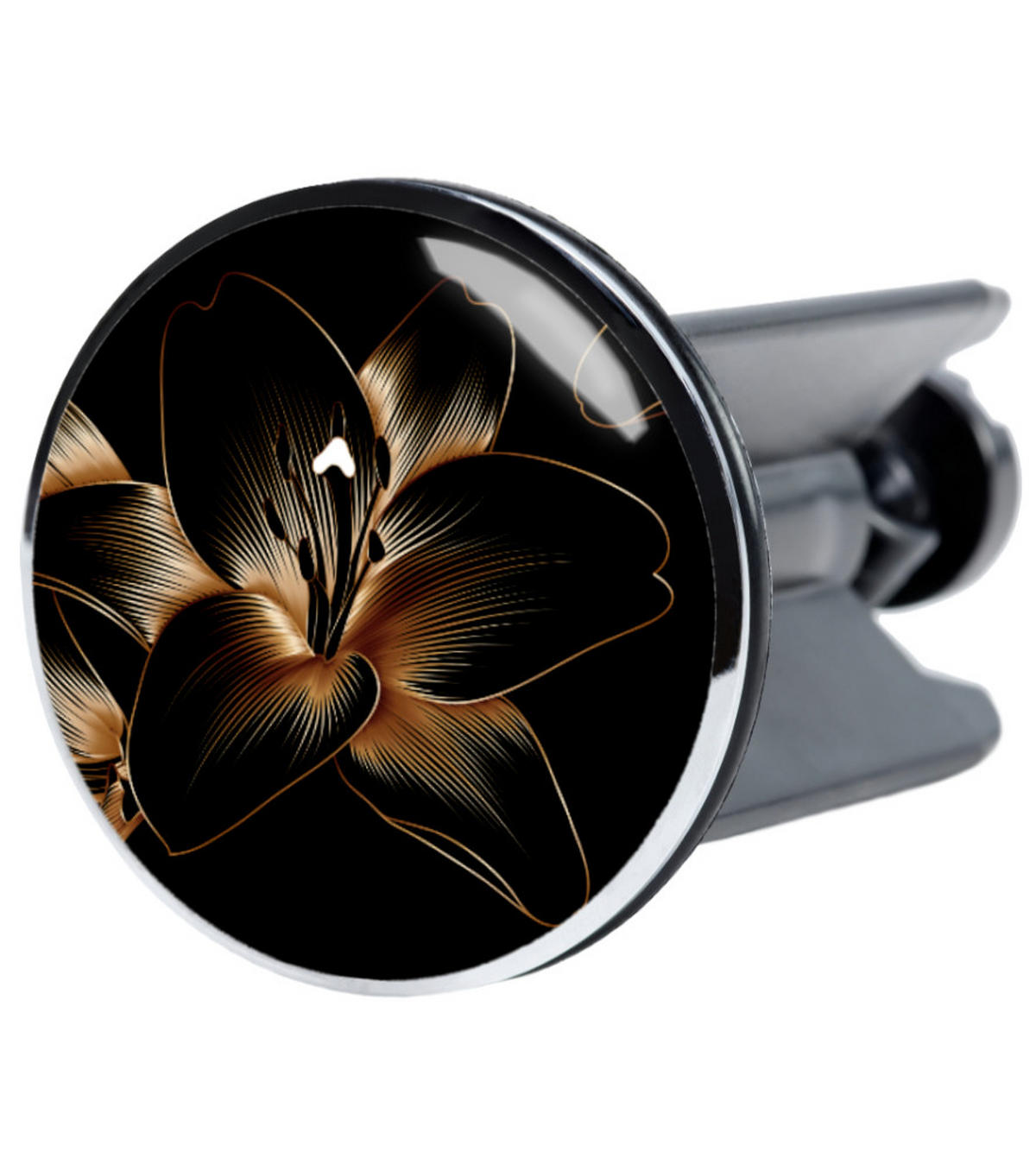 WASCHBECKENSTÖPSEL Aurelia - Schwarz/Orange, Kunststoff/Metall (4/7/7cm) - Sanilo