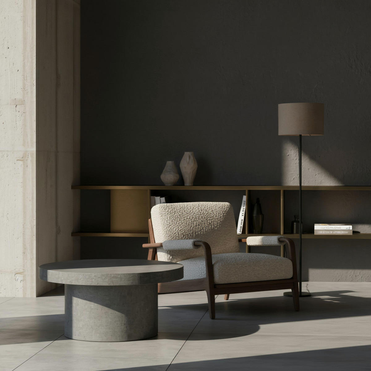 COUCHTISCH rund in Stein-Optik – moderner Look in Grau, Grau 60x60x30 cm - Grau, Holzwerkstoff (60/60/30cm) - KADIMA DESIGN