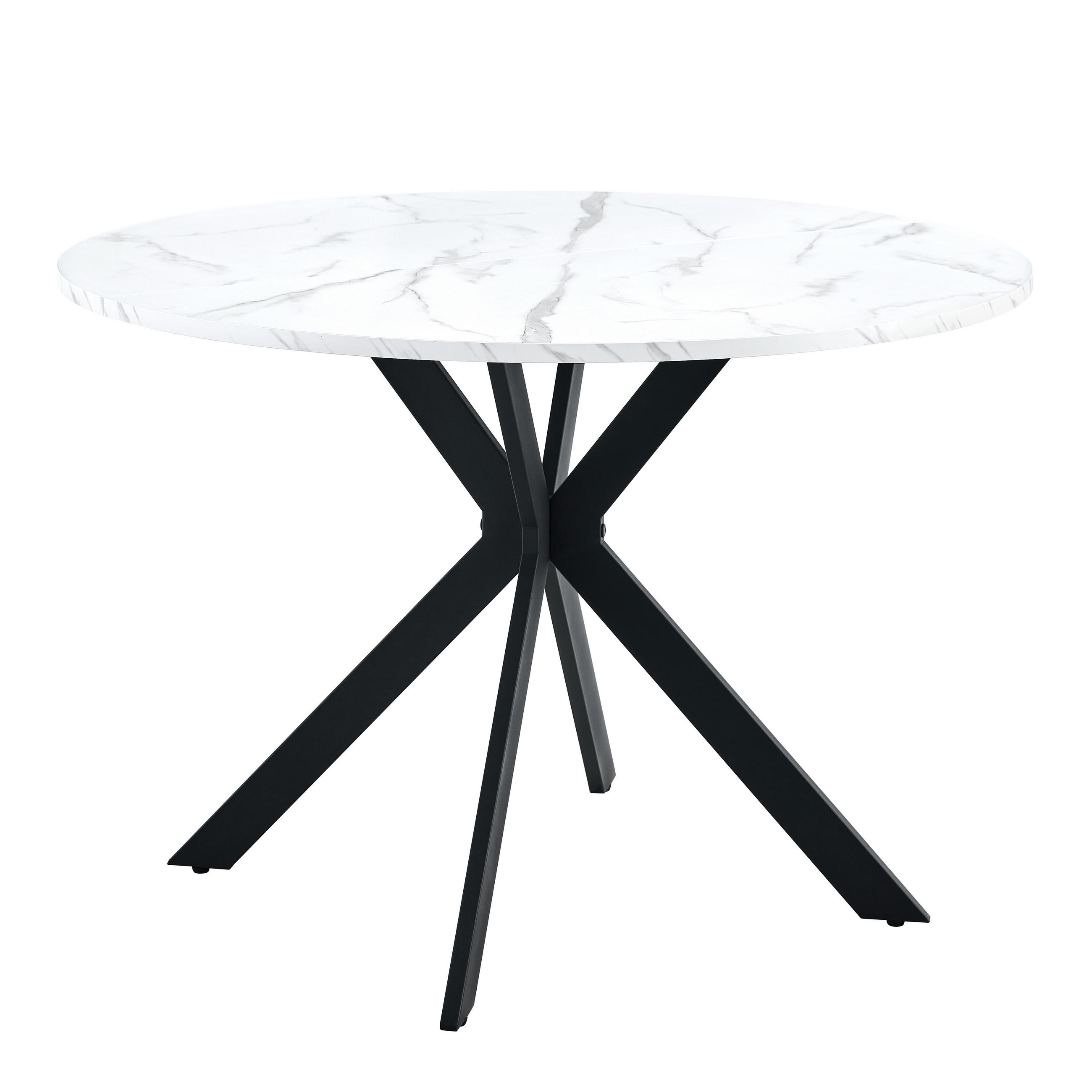ESSTISCH Marmoroptik Weiß/Schwarz 110/110/76 cm - Schwarz, Holz (110/110/76cm) - PANGIVO