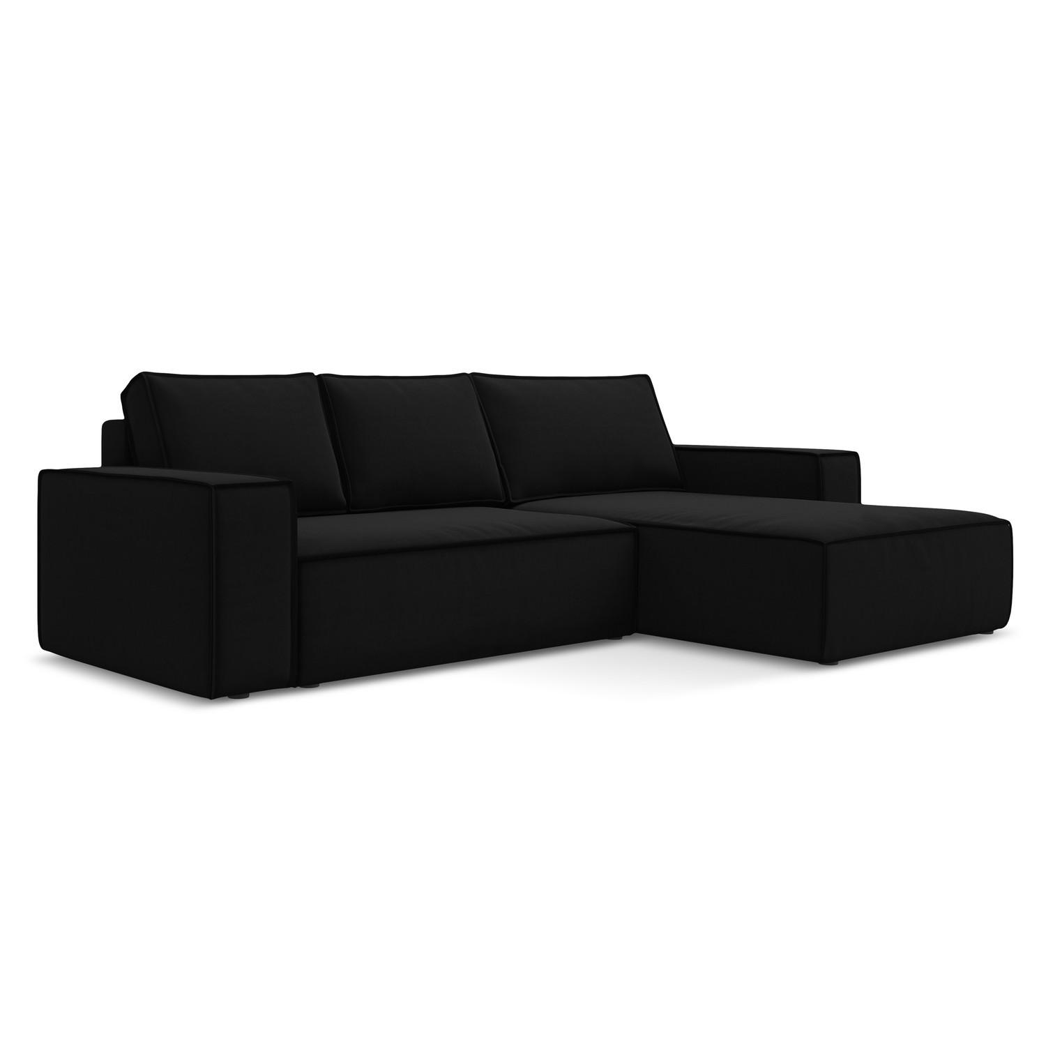 ECKSOFA mit Schlaffunktion Samt Stoff Schwarz - Schwarz, Kunststoff/Textil (290/185cm) - LaMiaSofa