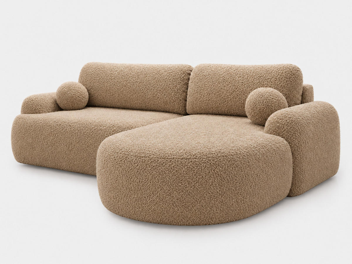 ECKSOFA Aurio Hellbraun Rechts - Hellbraun, Holz/Textil (261/177cm) - Graingold