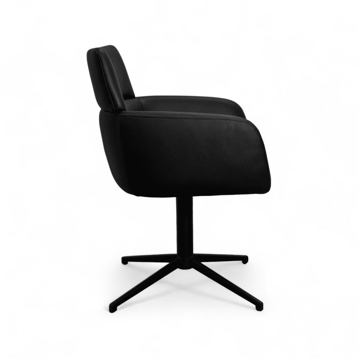 STUHL 1 Stück in Echtleder Schwarz - Schwarz, Leder/Metall (58/83/58cm) - Furnhouse