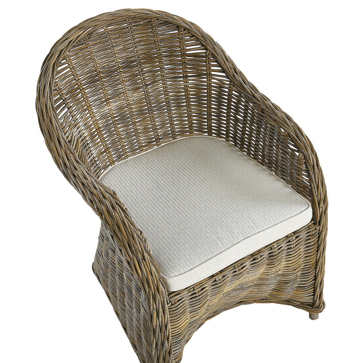 GARTENSESSEL Rattan natürlich Auflagen cremeweiß Susua - Beige/Naturfarben, Naturmaterialen (54/87/67cm) - Beliani