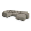 WOHNLANDSCHAFT VELAMI L-S Beige Kordstoff mit Schlaffunktion - Beige, Holz (365/83/194cm) - MASSENO