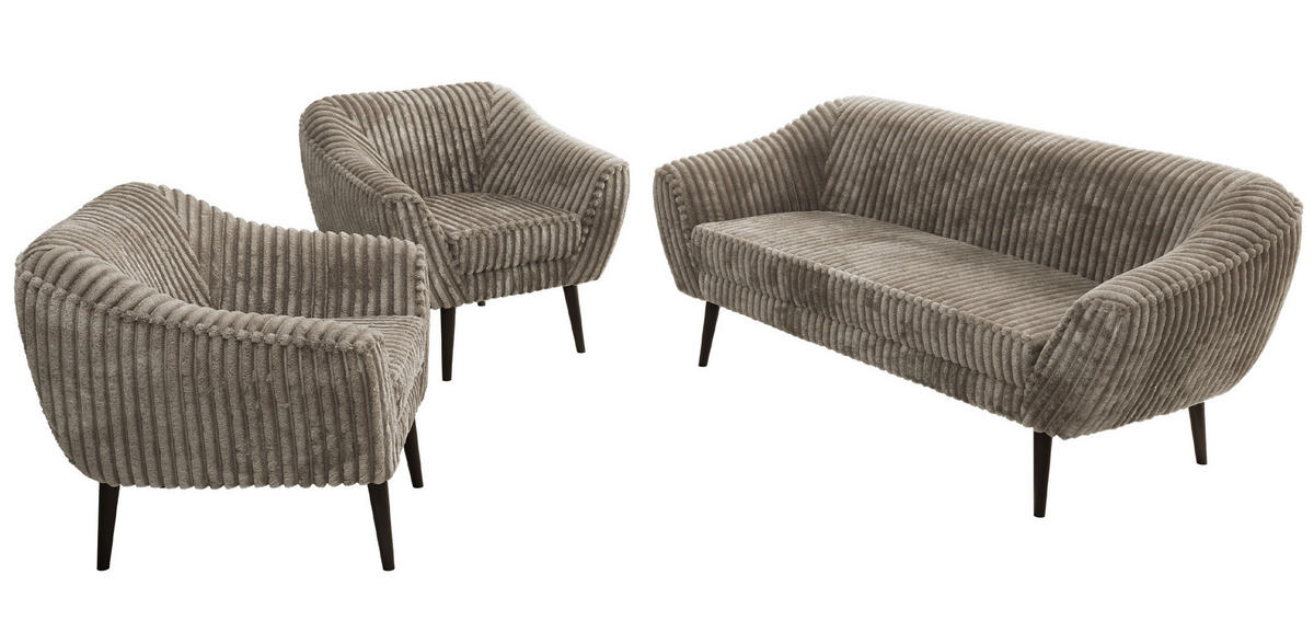 SEDACIA ZOSTAVA 3+1+1 PIRS - Svetlohnedá Manšester - Čierne nohy - svetlohnedá/čierna, kompozitné drevo/textil (180/75/74cm) - MKS