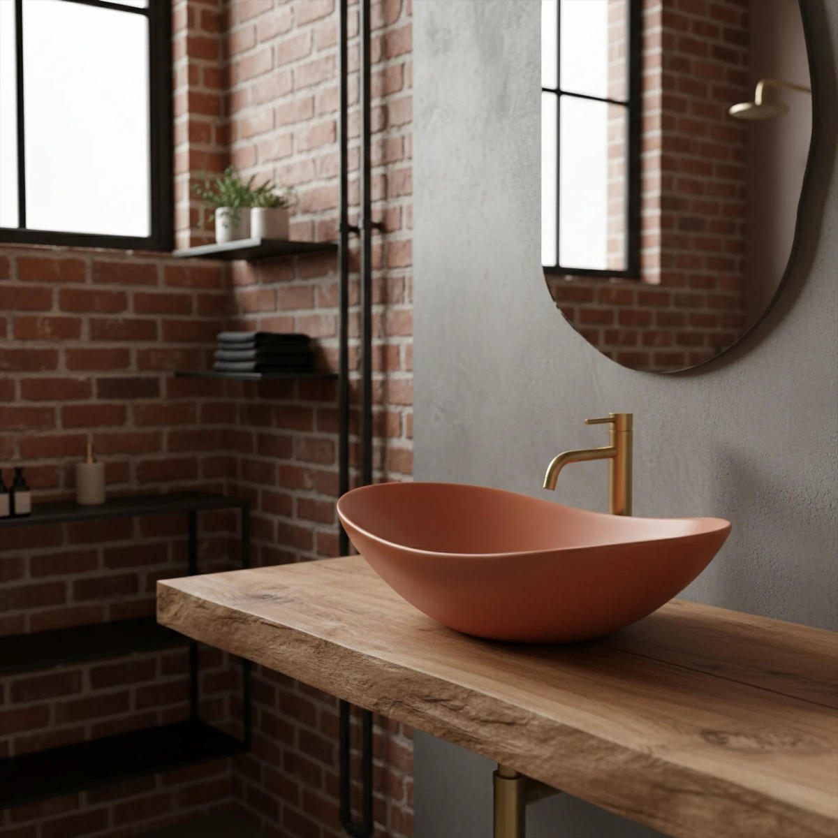 AUFSATZWASCHBECKEN Rea Royal Cinnamon Matt - Orange, Keramik (35.5/15.5/61.5cm) - REA