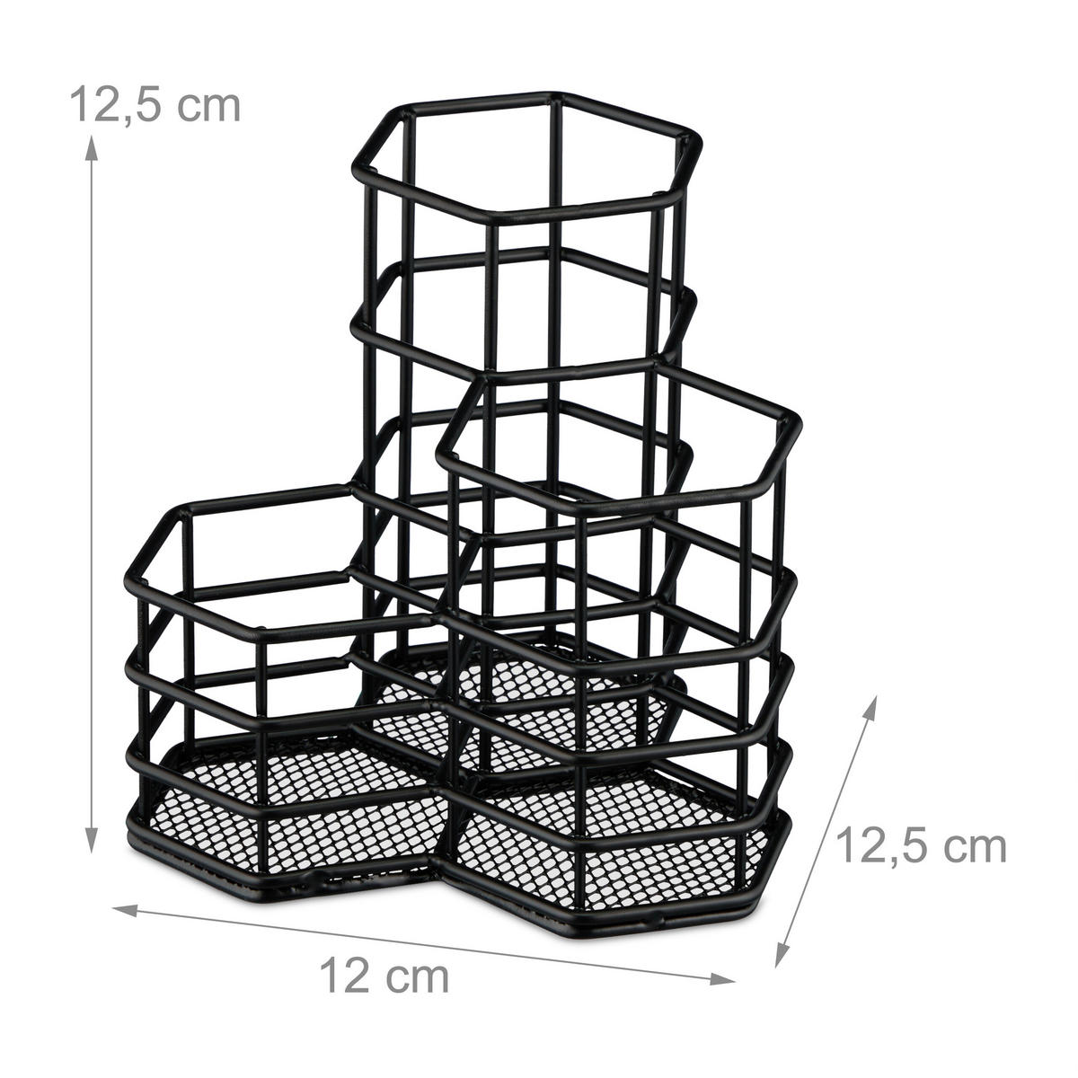 DRŽIAK kefky - čierna, kov (12/12.5/12.5cm) - Relaxdays