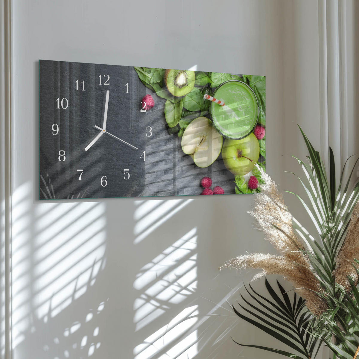 WANDUHR 60x30 cm - Waldweg - Grün, Glas (60/30/0.4cm) - TULUP