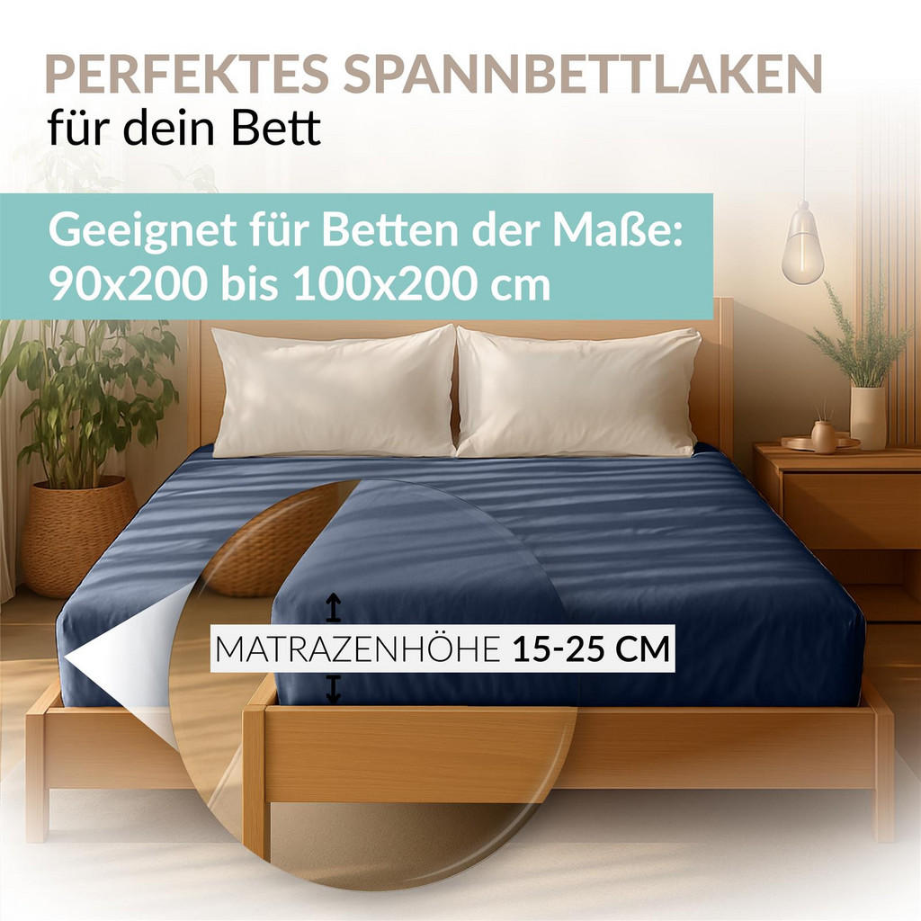 Thumbnail - Carpe Sonno Mako-Jersey-Bettlaken, Dunkelblau, Textil, Uni, Füllung: Baumwollfüllung, Rechteckig, 200x200 cm, Oeko-Tex® ...