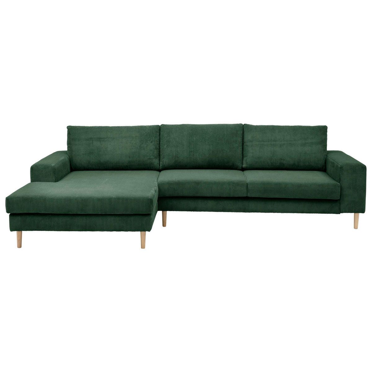 SOFA mit Longchair links Kaylynn Cordstoff dunkelgrün - Dunkelgrün, Kunststoff (175/294cm) - 58aufmkessel