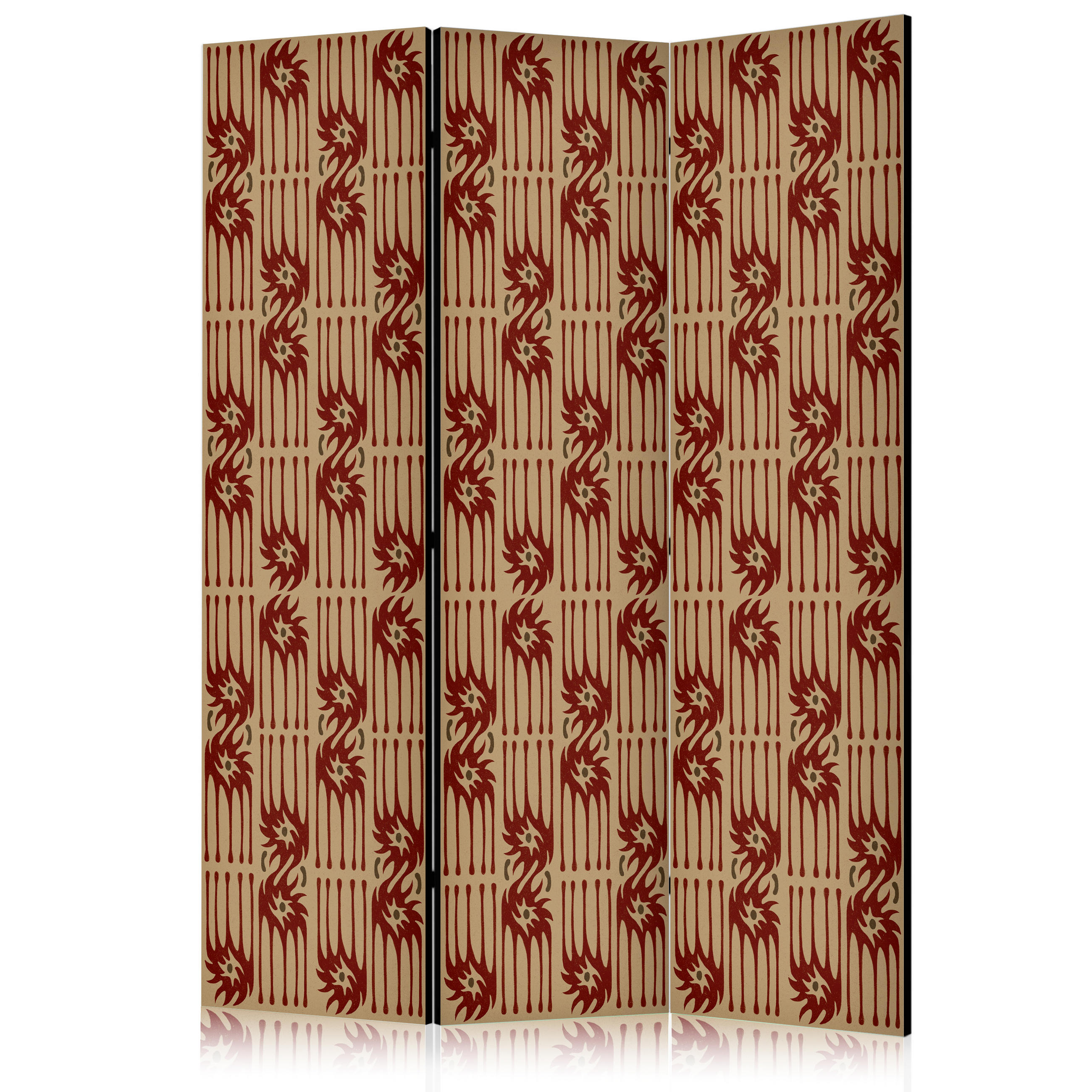 PARAVENT Akustik 3-tlg 135x172 cm Abstraktion Boho Stil - Beige, Holz/Textil (135/172/3cm) - Muralo